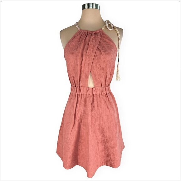 Joie Soft Eve Cotton Mini Cutout Tassel Elastic Waist Summer Dress NWT NEW XS - Picture 5 of 8